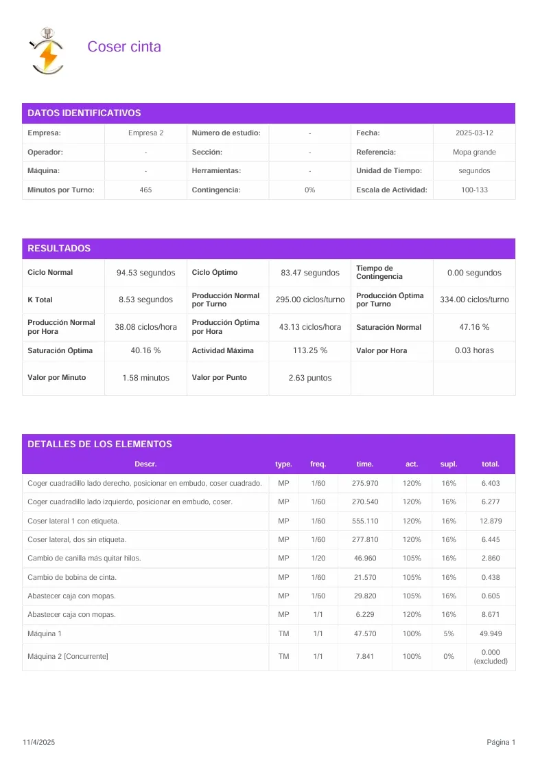 Exportación de datos en software de cronometraje industrial